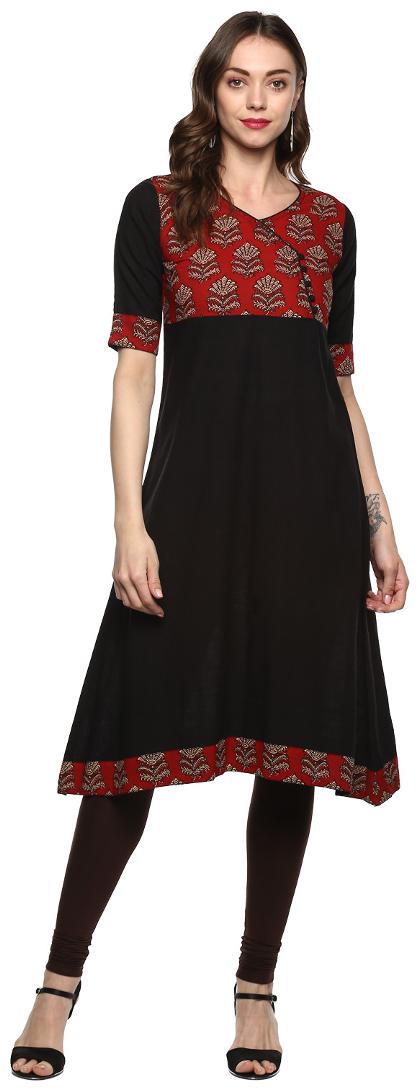 

Yash Gallery Women Black Floral Anarkali Kurta