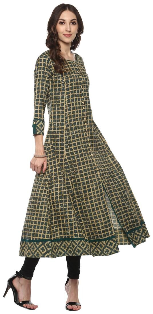 

Yash Gallery Women Green Printed Anarkali Kurta