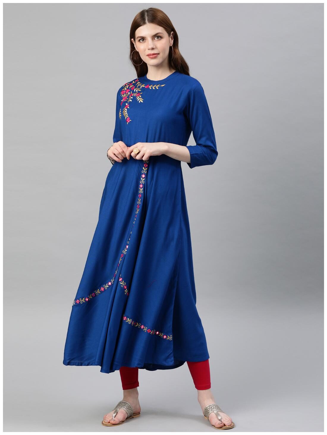 

Yash Gallery Women Blue Embroidered Anarkali Kurta