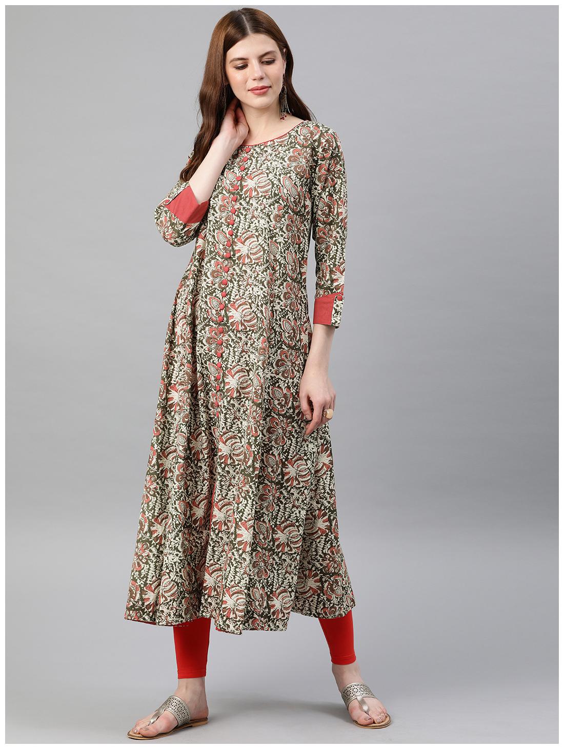 

Yash Gallery Women Cotton Anarkali Kurta -Peach