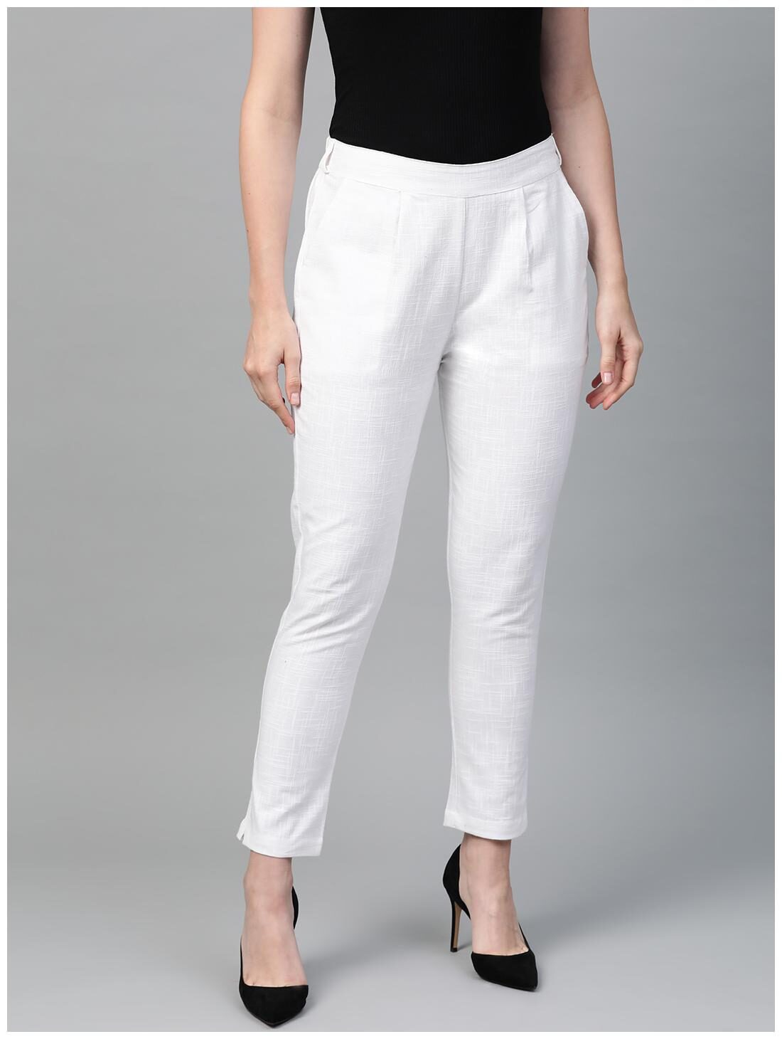 

Yash Gallery Women White Regular fit Regular trousers