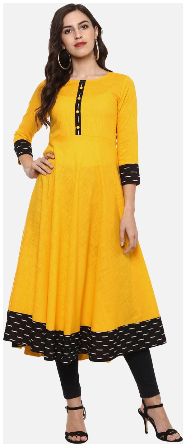 Yash Gallery Women Yellow Solid Anarkali Kurta