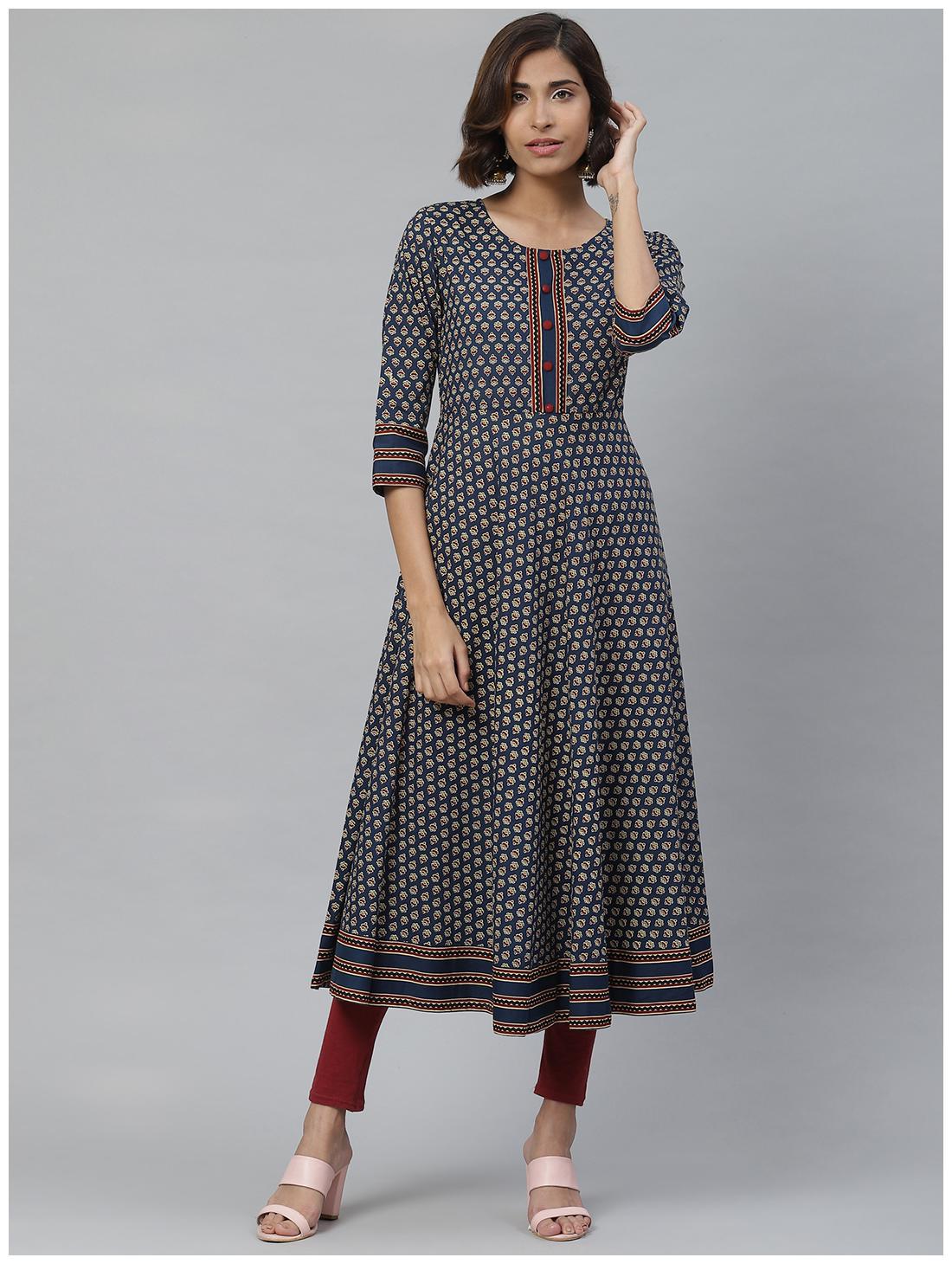 

Yash Gallery Women Blue Floral Anarkali Kurta