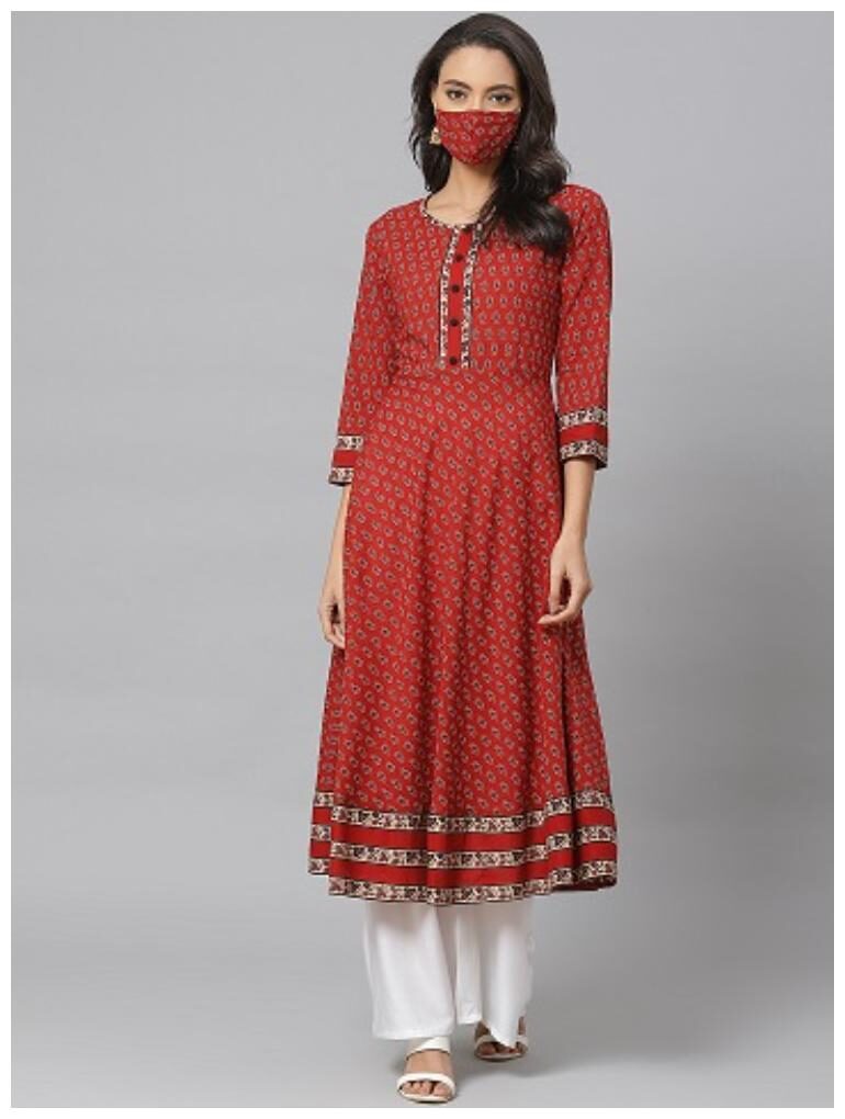 

Yash Gallery Women Maroon Floral Anarkali Kurta