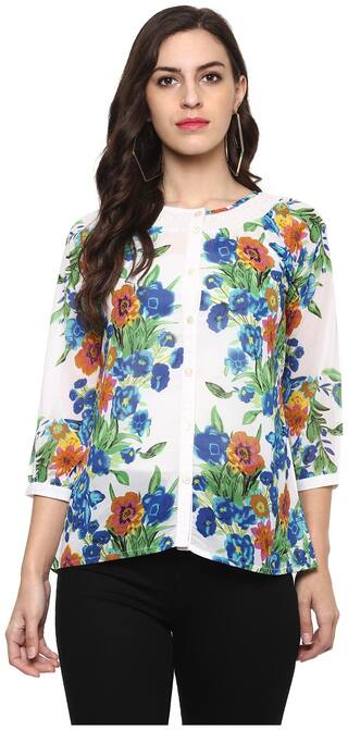 Yash Gallery Women Floral Shirt style - White