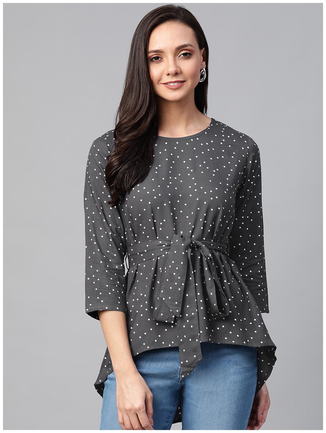 

Yash Gallery Women Polka dots Regular top - Grey