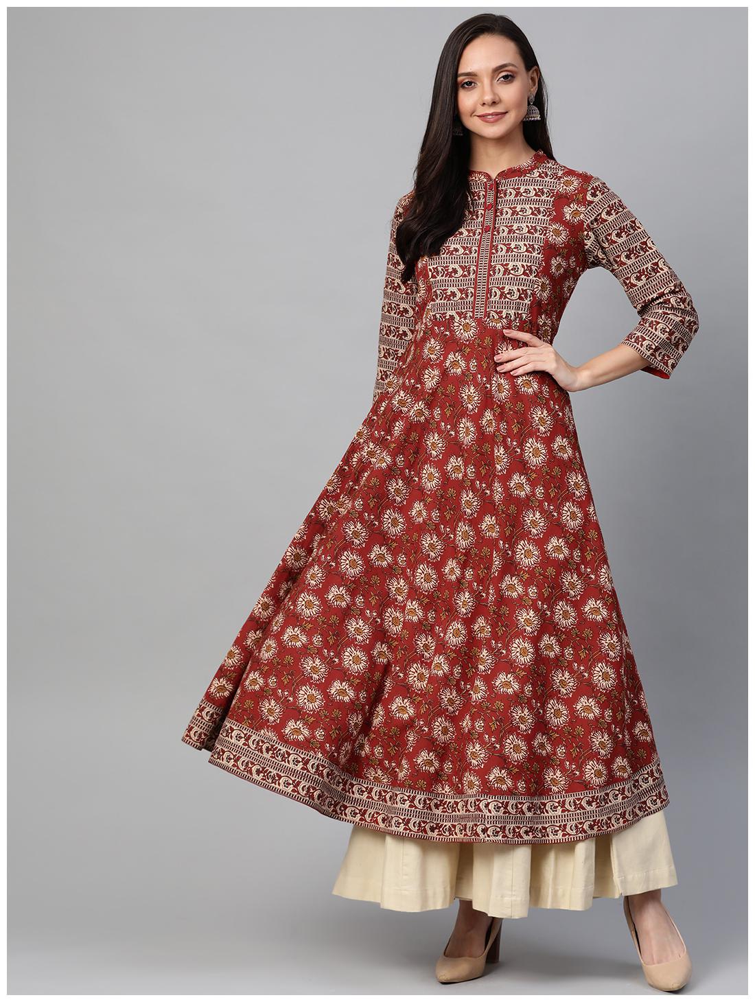 

Yash Gallery Women Maroon Floral Anarkali Kurta