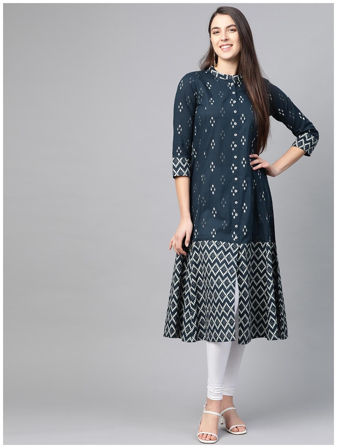 

Yash Gallery Cotton Blue Printed Kurta For Women