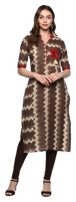 

Yash Gallery Women Brown Printed Straight Kurti