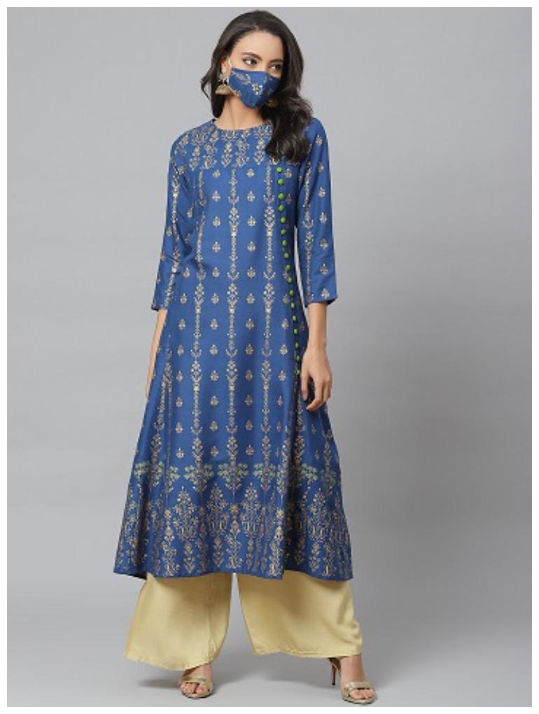 

Yash Gallery Women Blue Floral Anarkali Kurta