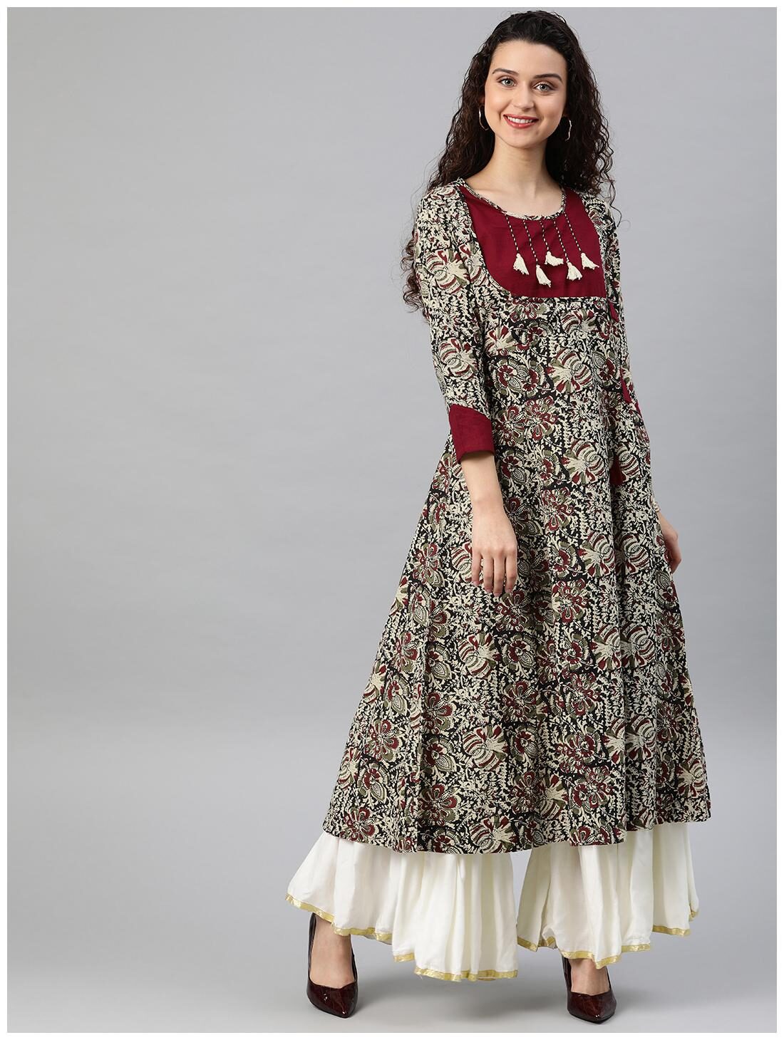 

Yash Gallery Women Maroon Printed Anarkali Kurta