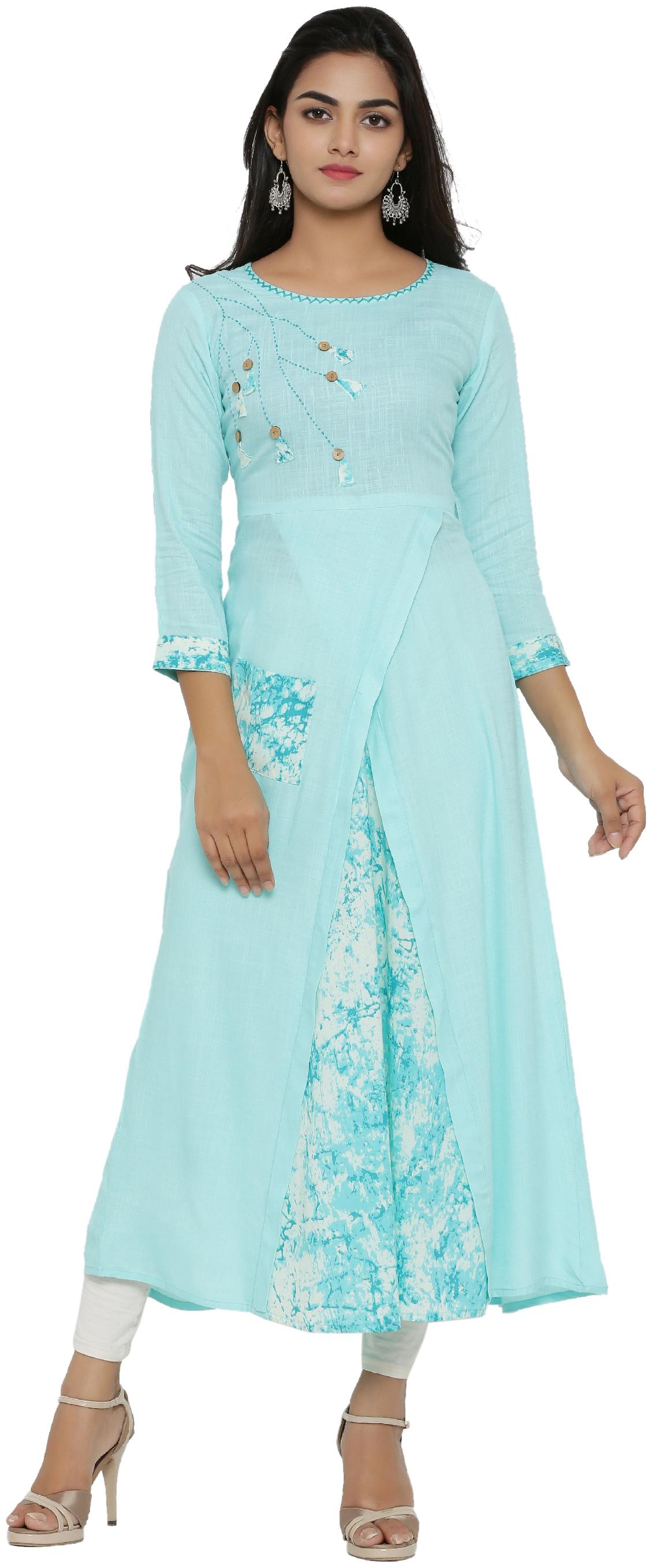

Yash Gallery Women Rayon Blue Kurti