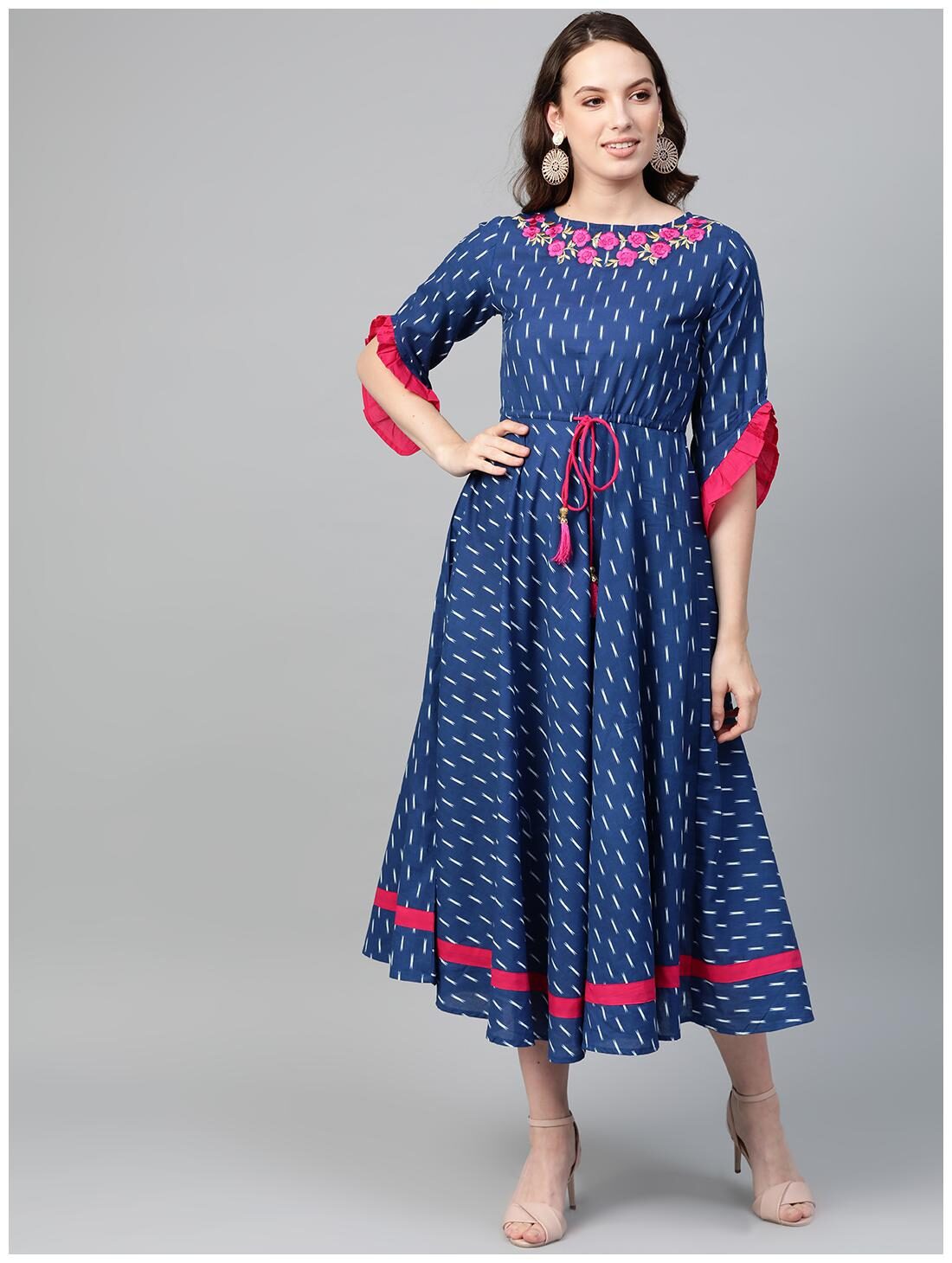 

Yash Gallery Women Blue Embroidered Anarkali Kurta
