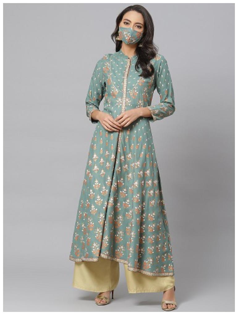 

Yash Gallery Women Green Floral Anarkali Kurta
