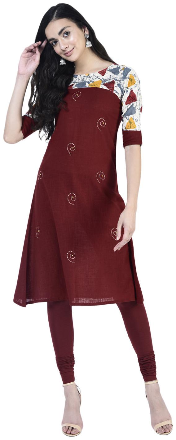 

YASH GALLERY Women s Rayon Printed A-Line Kurta