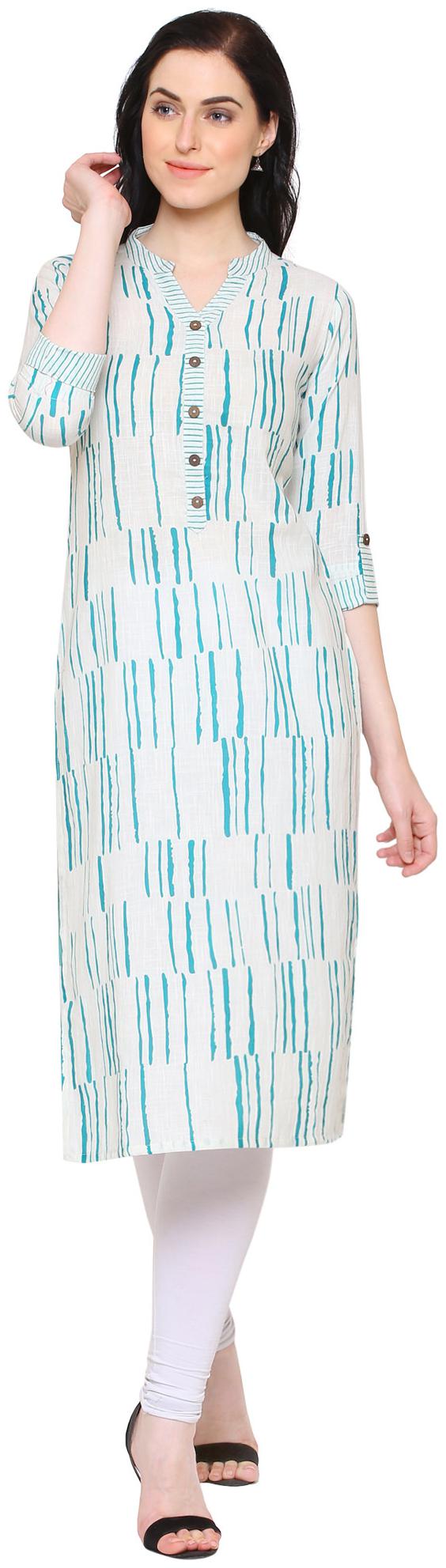 

Yash Gallery Women White Printed Straight Kurta