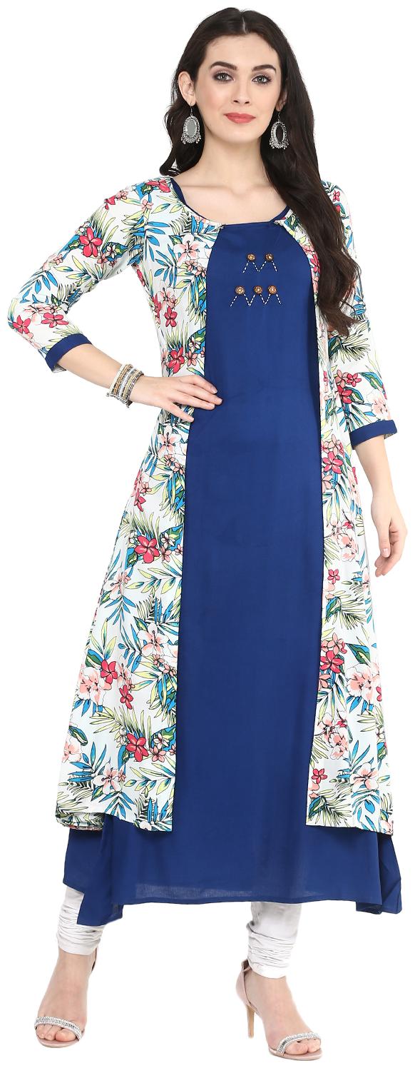 

YASH GALLERY Women Kurtas Kurtis Blue Rayon
