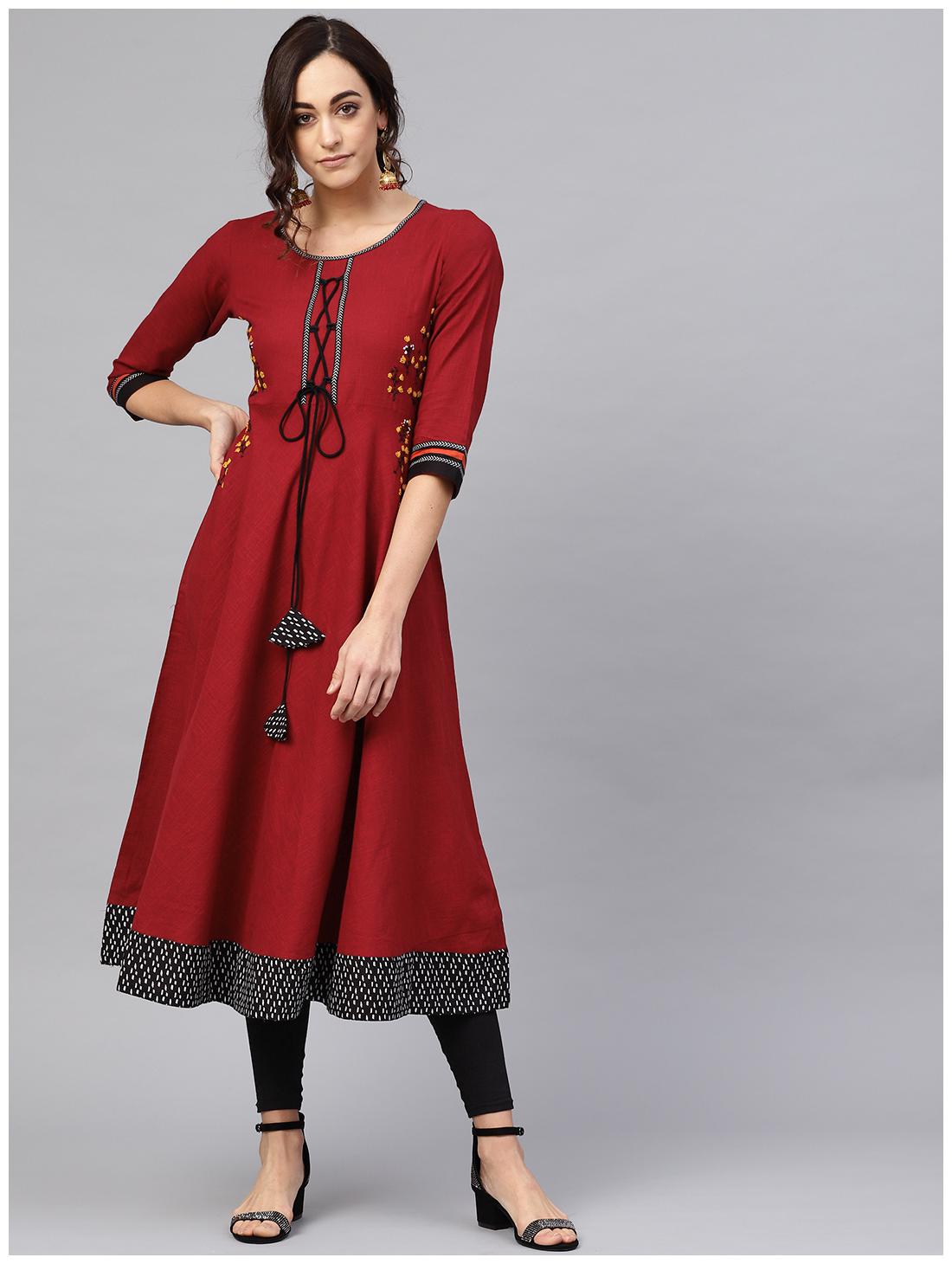 

Yash Gallery Women Maroon Embroidered Anarkali Kurta
