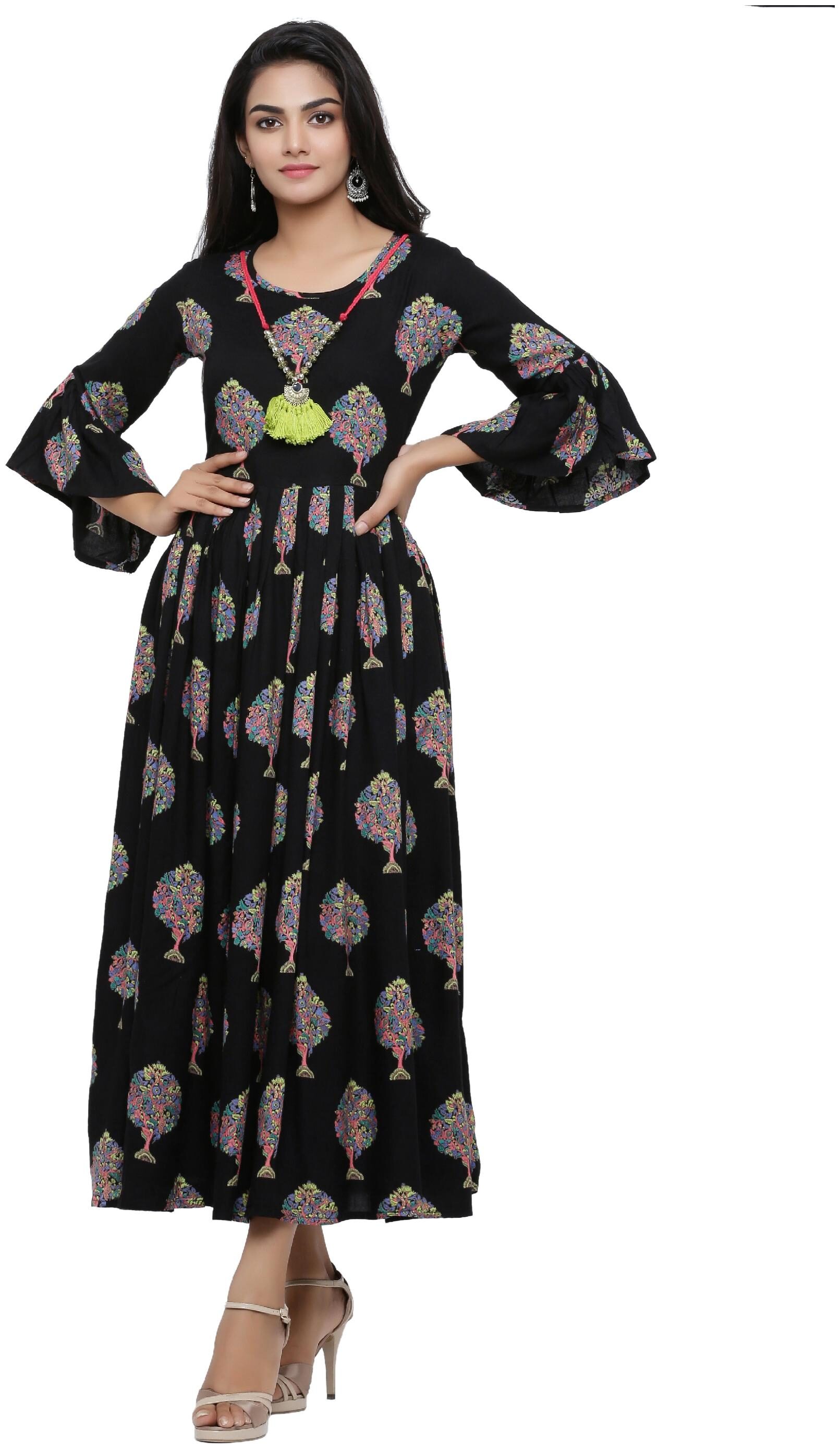 

Yash Gallery Women Black Printed Anarkali Kurta