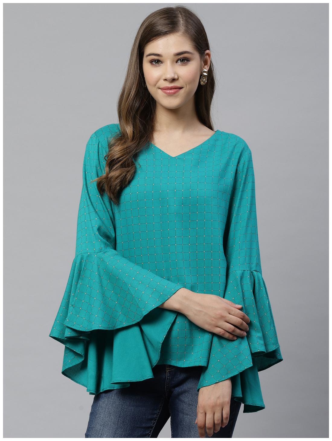 

Yash Gallery Women Checked Regular top - Blue