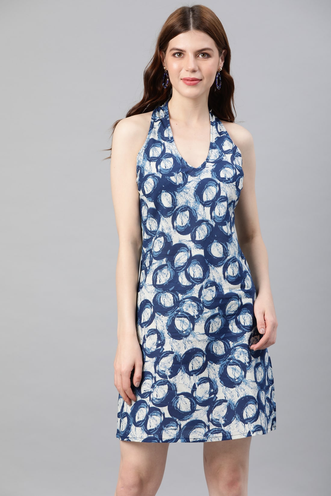 

Yash Gallery Blue Printed Bodycon dress