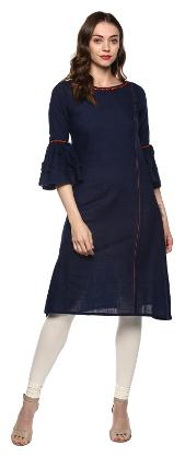 

YASH GALLERY Women s CottonSlub A-Line Slid Print Kurti
