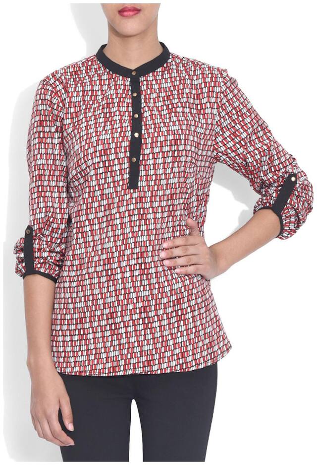 Yash Gallery Women Checked Regular top - Red