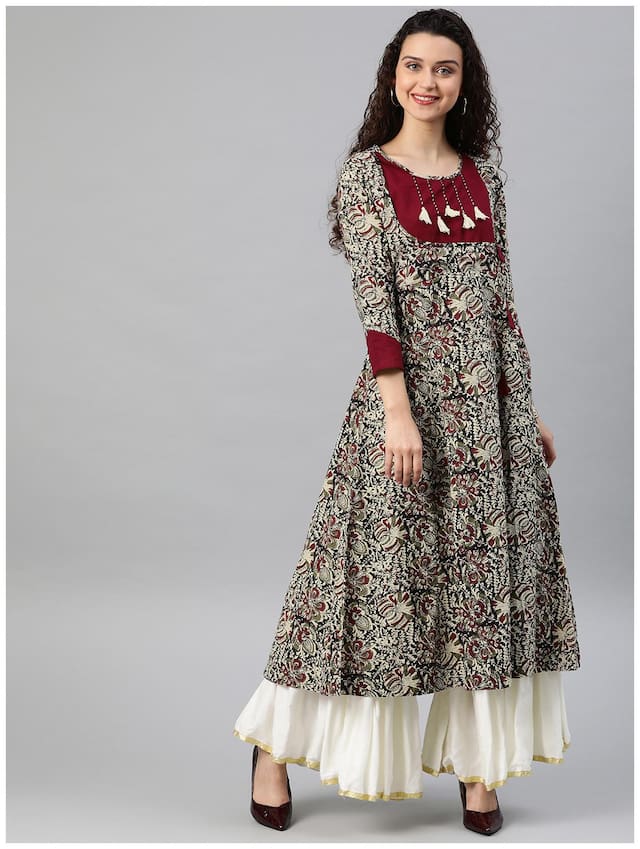 Yash Gallery Women Multi Floral A Line Kurta