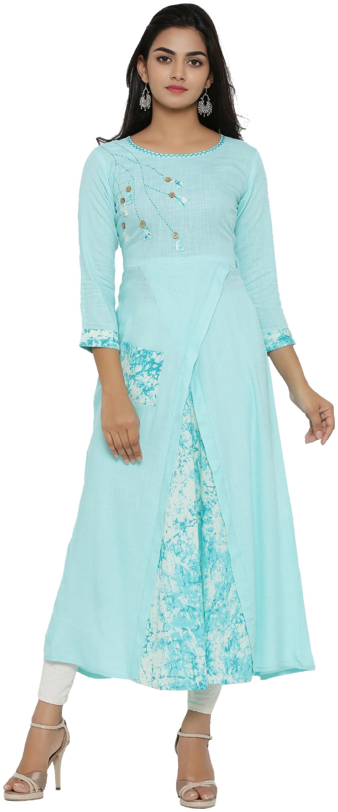 

Yash Gallery Women Rayon Blue Kurti