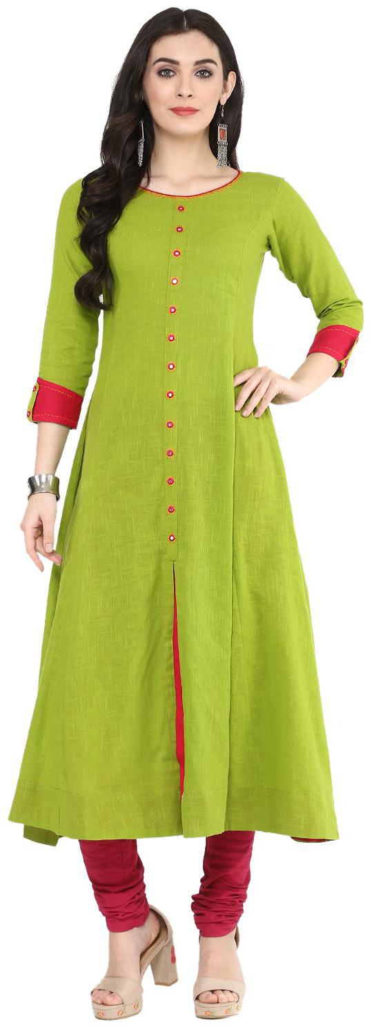 

Yash Gallery Women Green Solid Anarkali Kurta