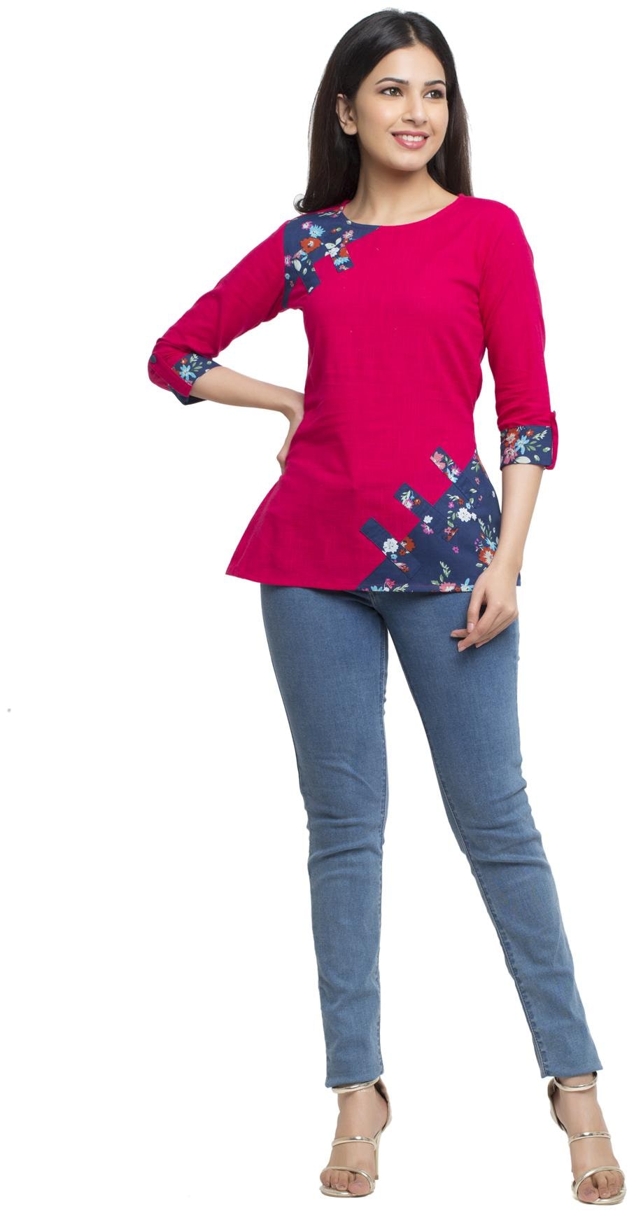 

Yash Gallery Women Floral Regular top - Pink