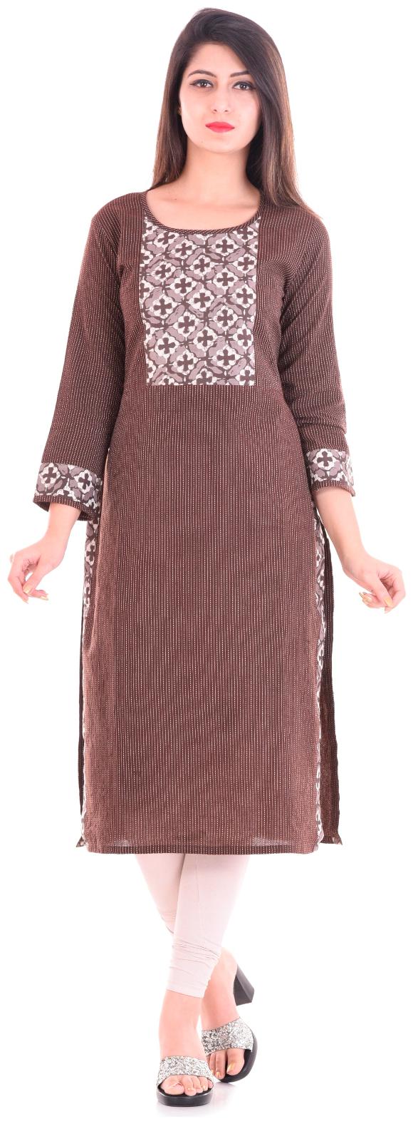 

Yash Gallery Women Brown Printed Straight Kurta