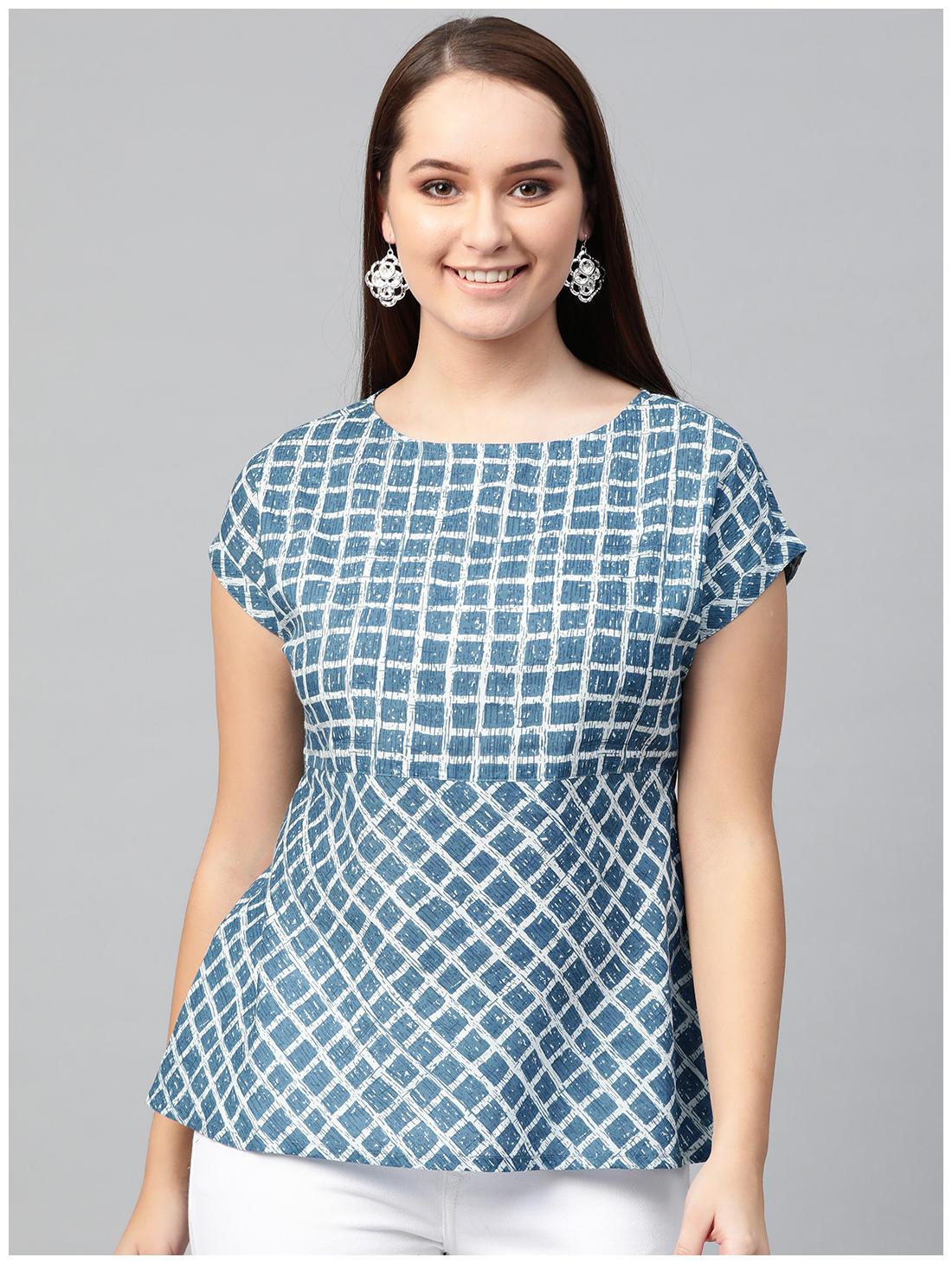 

Yash Gallery Women Checked Regular top - Blue