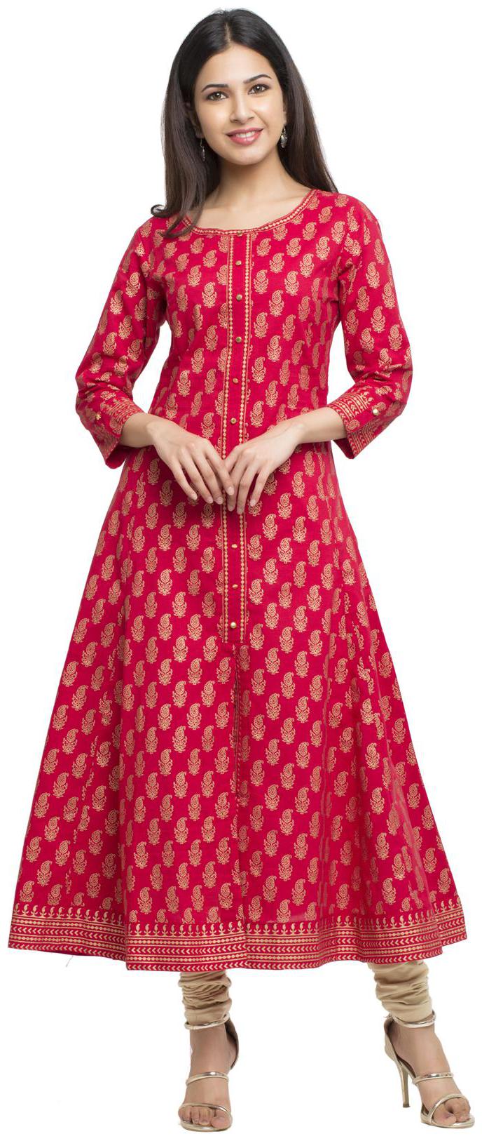 

Yash Gallery Women Pink Printed Anarkali Kurta