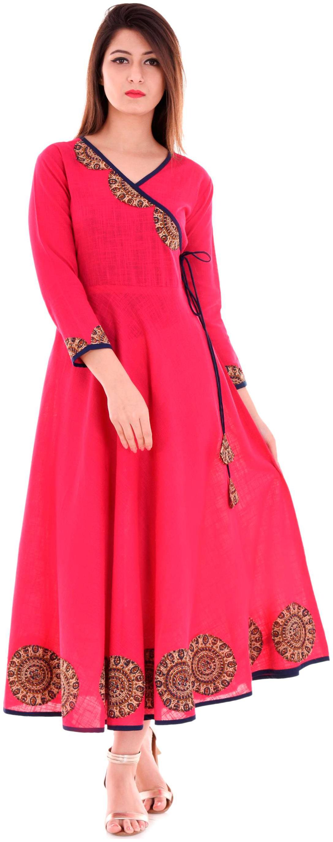 

Yash Gallery Women Pink Printed Angrakha Kurta