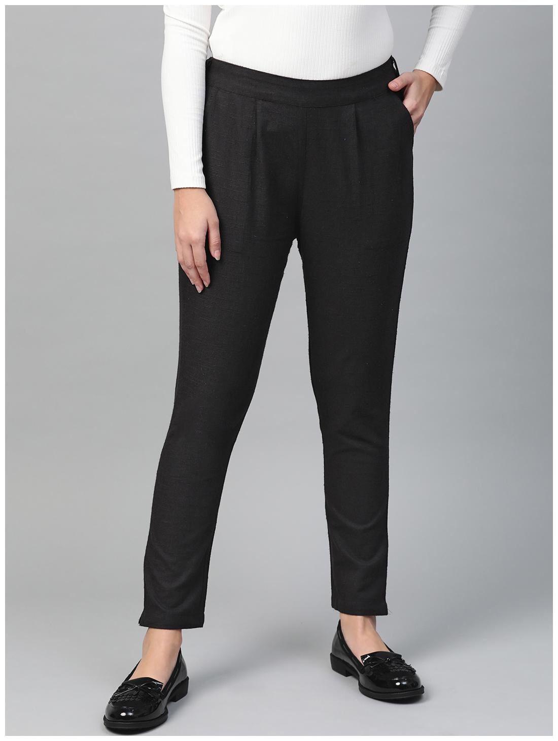 

Yash Gallery Women Black Regular fit Regular trousers