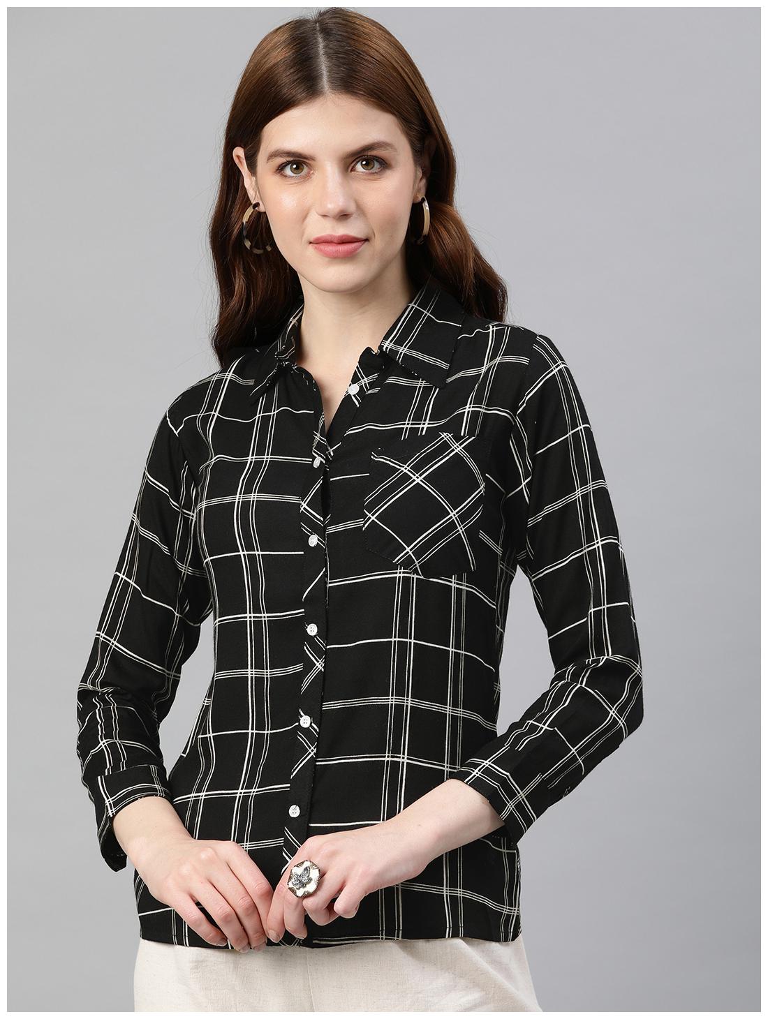 

Yash Gallery Women Black Checked Regular Fit Shirt