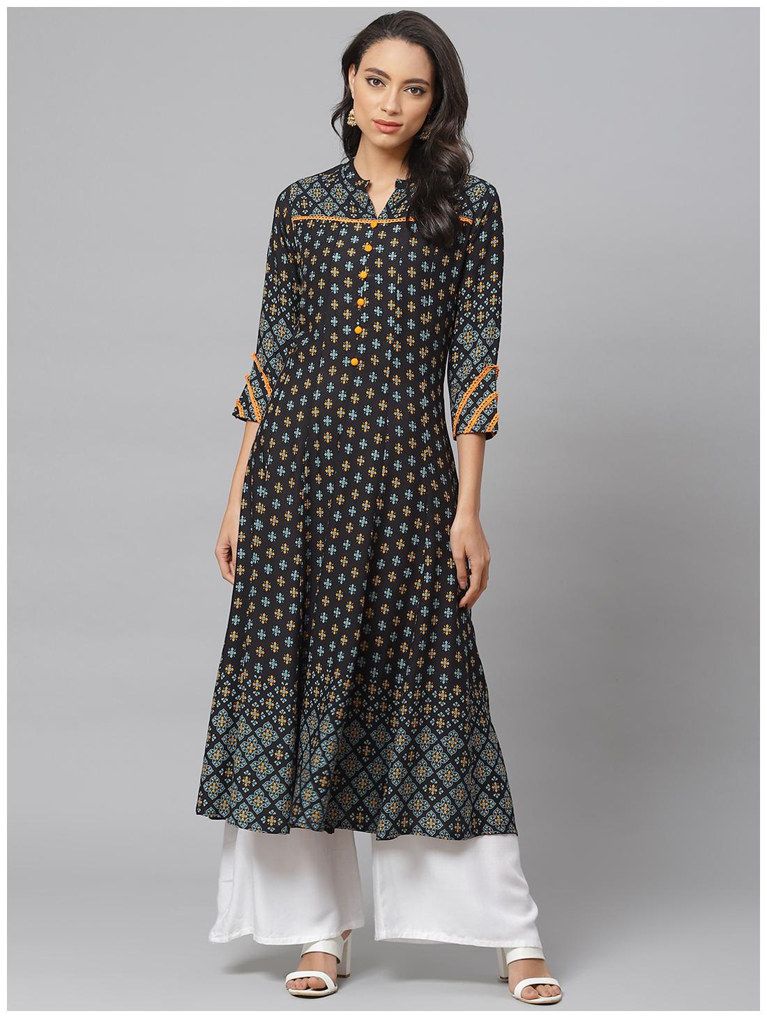 

Yash Gallery Women Black Floral Anarkali Kurta