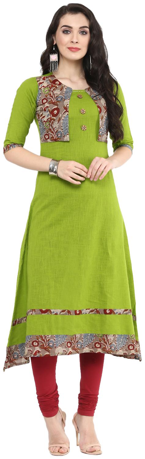 

YASH GALLERY Women Kurtas Kurtis Green Cotton