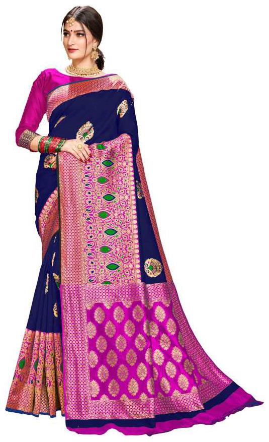

Yasubee Fashion Heavy Banarasi Silk Saree With Blouse Blue