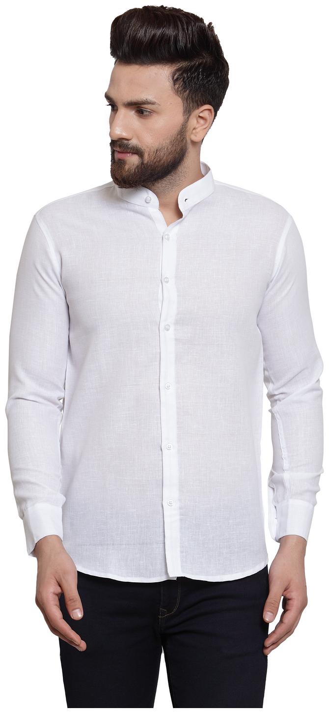 

YBA Men White Solid Slim Fit Casual Shirt