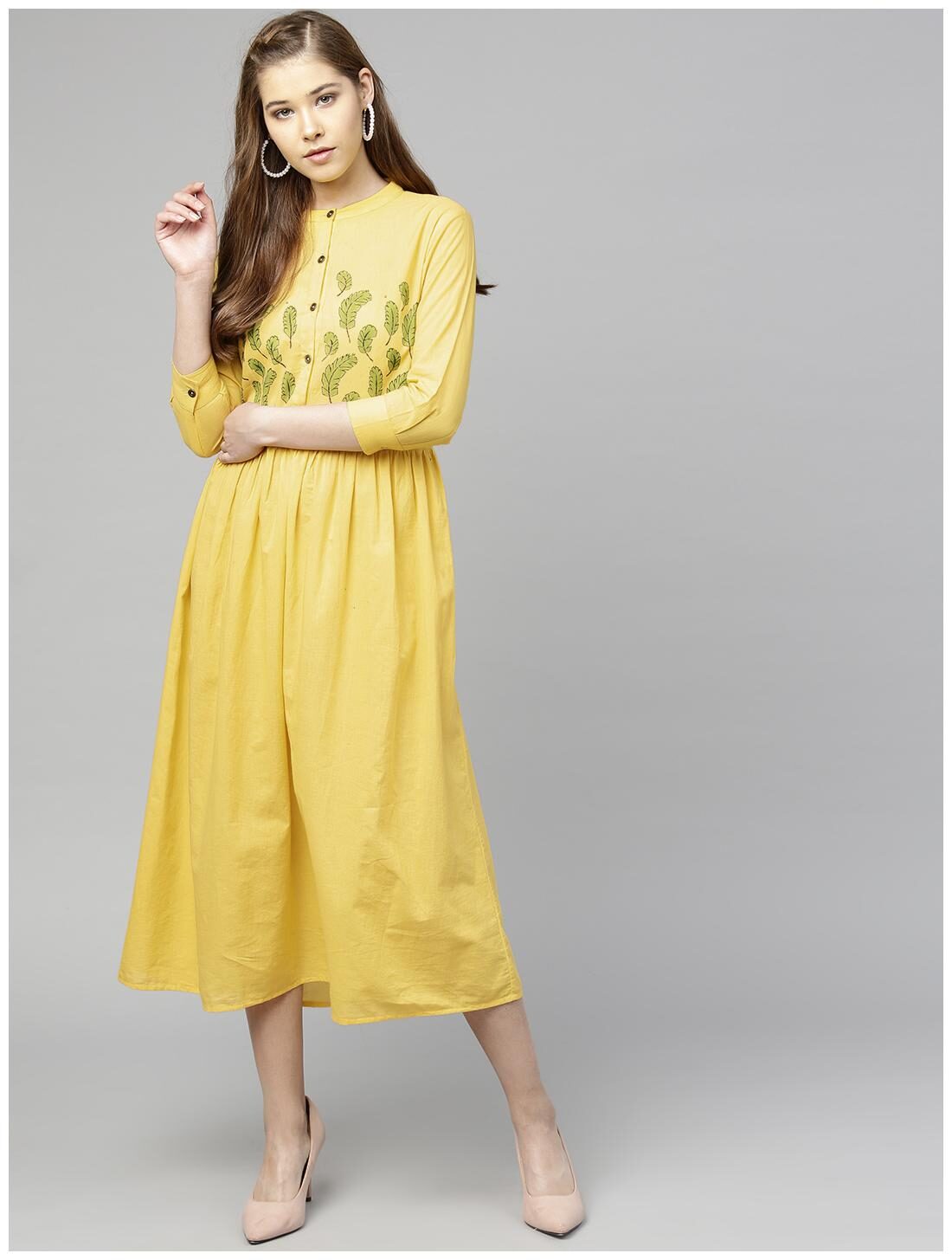 

AASI- HOUSE OF NAYO Yellow Printed Maxi dress