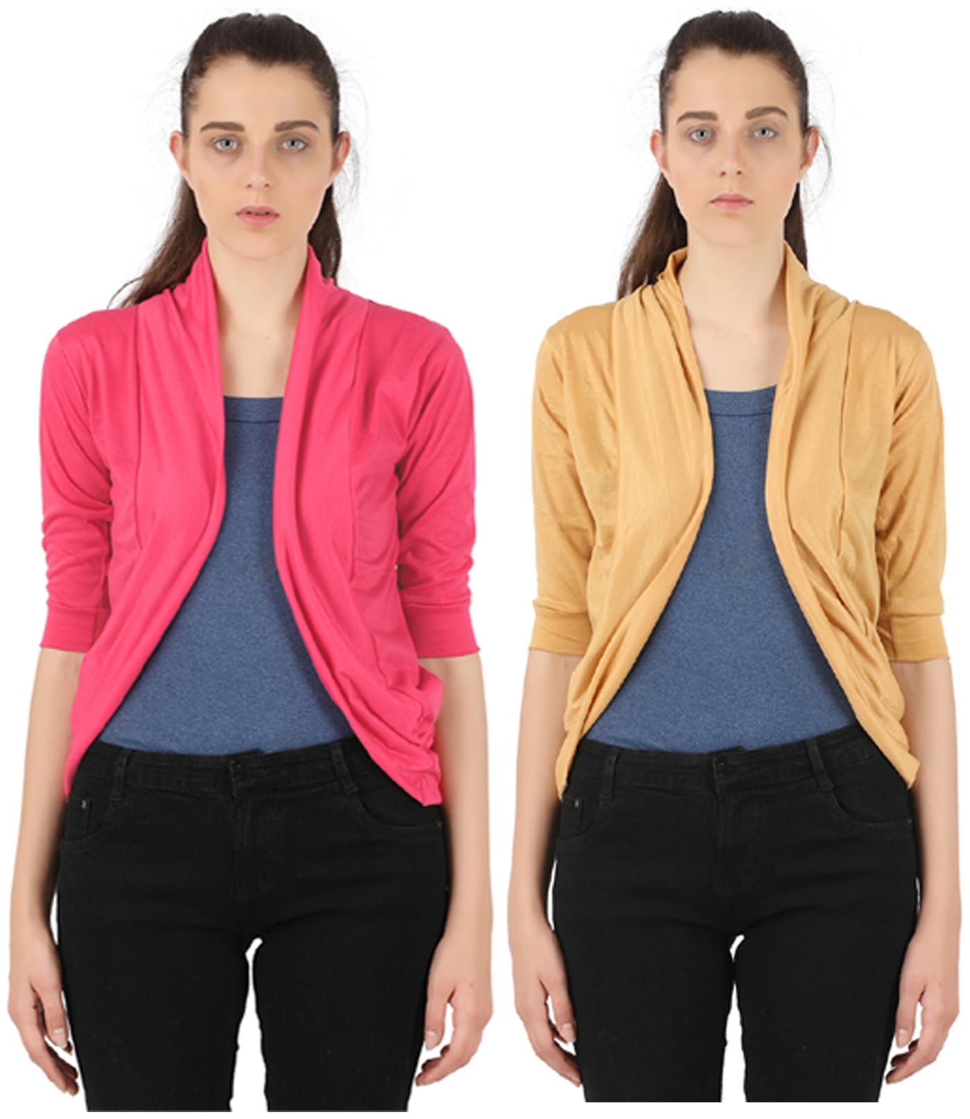 

Yellow Chilli Women Shrug - Cream Pink