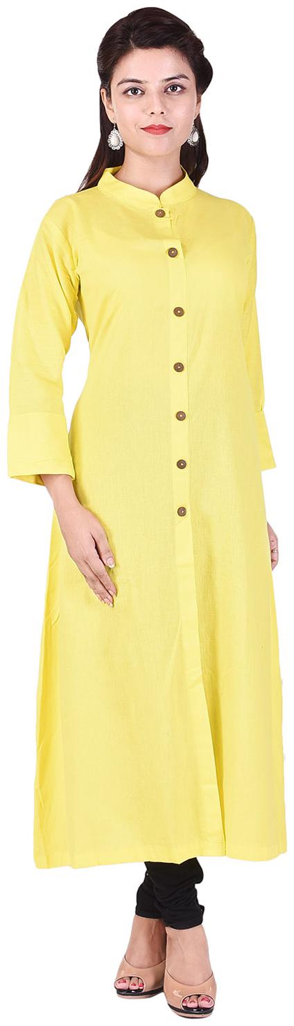 

yellow cotton A-line kurta