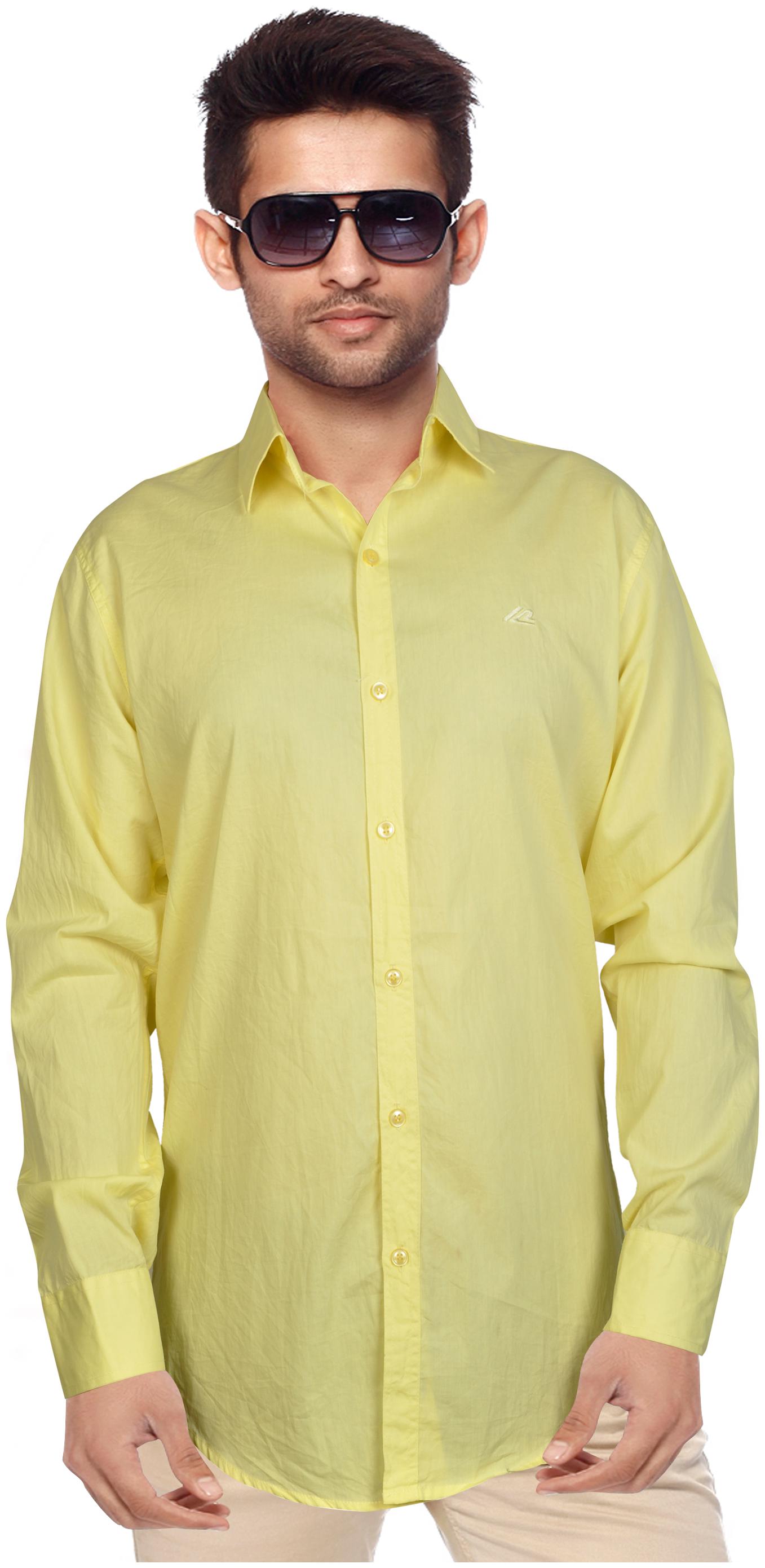 

XunZoni Men Yellow Solid Slim Fit Casual Shirt