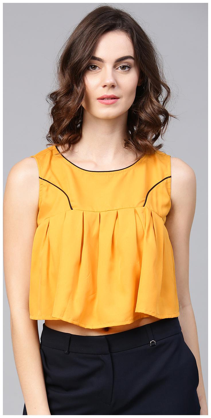 

AASI- HOUSE OF NAYO Women Solid A-line top - Yellow