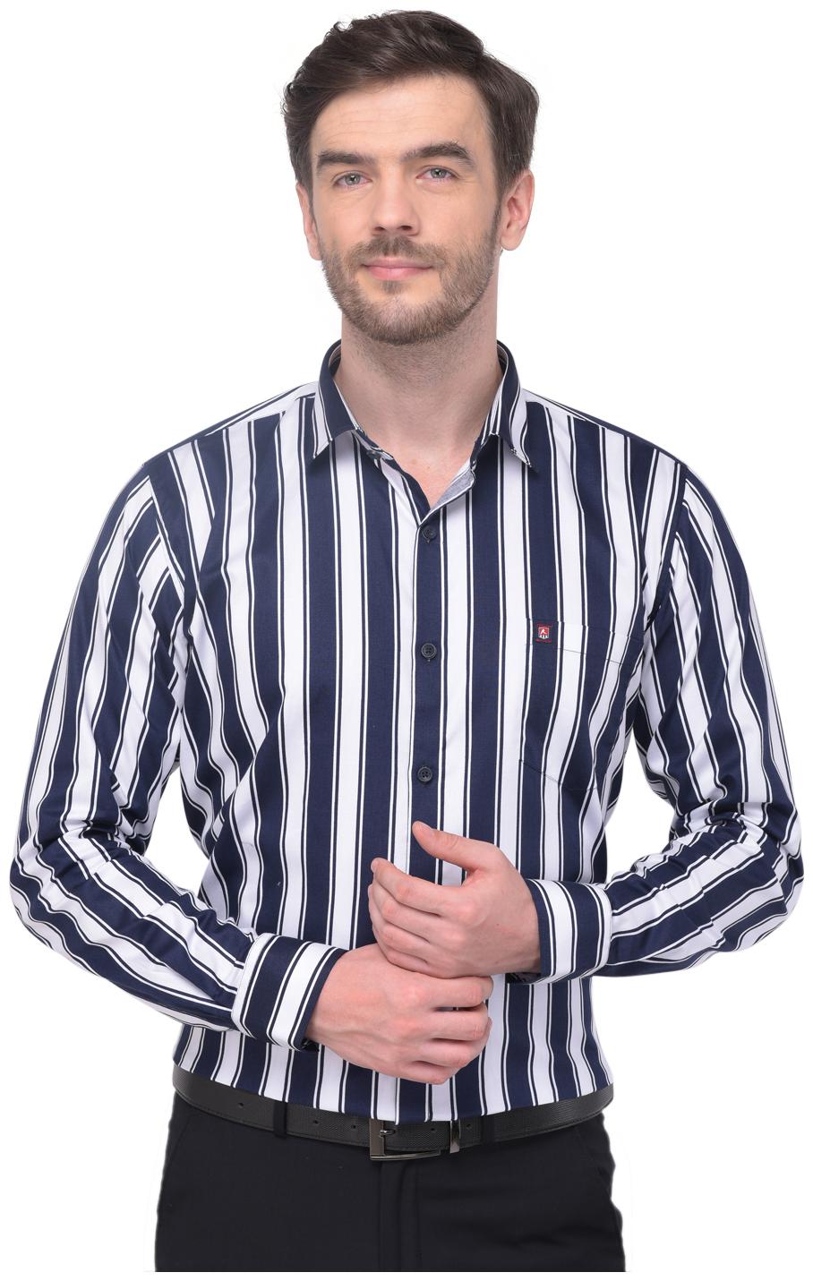 

R APPARELS Men Regular fit Formal Shirt - White Navy blue