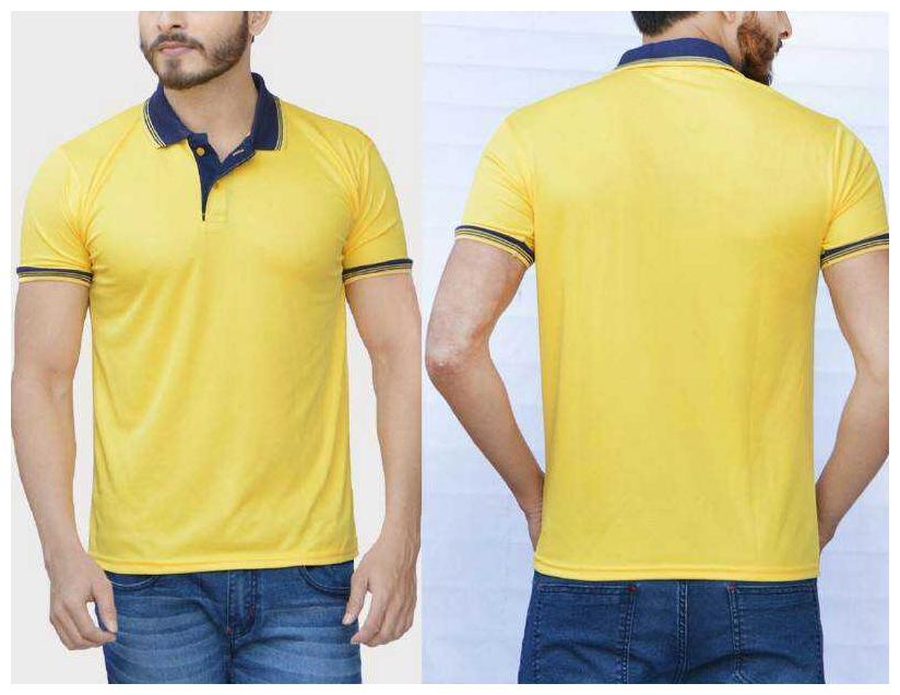 blue and yellow polo t shirt