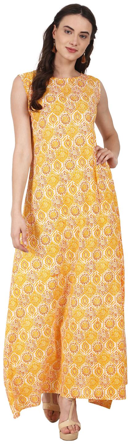 

Nayo Women Yellow Printed Straight Kurta