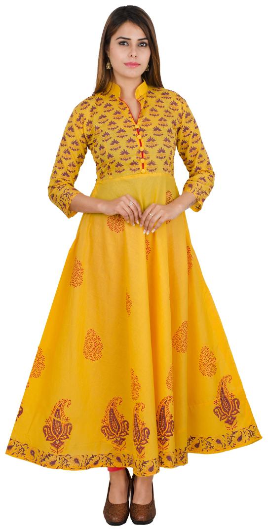 

Zoeyam s Women Yellow Ethnic Motifs Fit and Flare Kurta